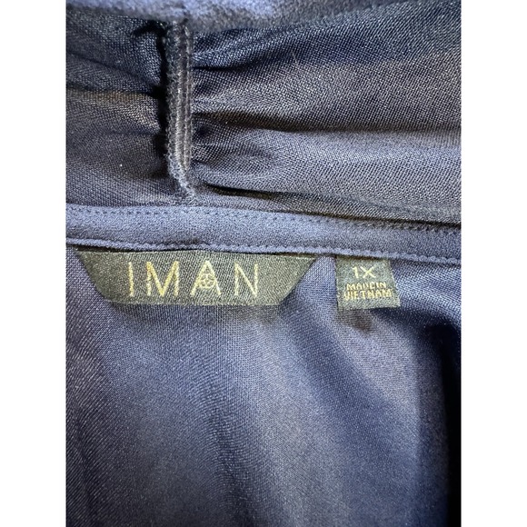 IMAN Women 1X Cardigan Blue Long Sleeve Chic Pullover Work Office Wear Stretch - Picture 2 of 8